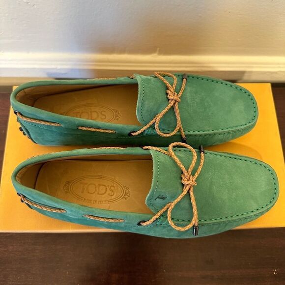 TOD’S  laccetto Green Suede Men's driving slip-on Loafers size US 5,5, EU38 new - Picture 7 of 12
